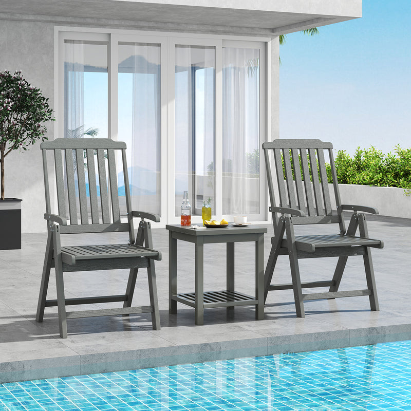 Costway - Foldable Patio Chair All-Weather HDPE Outdoor Dining Chair with Armrest-Gray