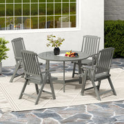Costway - Foldable Patio Chair All-Weather HDPE Outdoor Dining Chair with Armrest-Gray