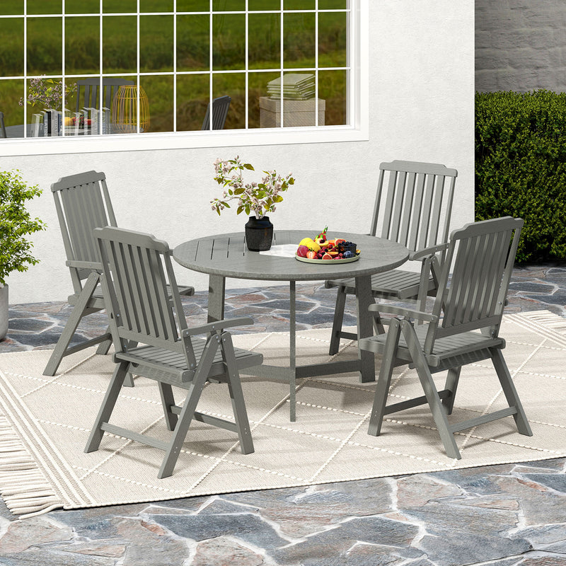 Costway - Foldable Patio Chair All-Weather HDPE Outdoor Dining Chair with Armrest-Gray