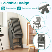 Costway - Foldable Patio Chair All-Weather HDPE Outdoor Dining Chair with Armrest-Gray