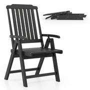 Costway - Foldable Patio Chair All-Weather HDPE Outdoor Dining Chair with Armrest-Black
