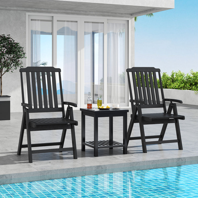 Costway - Foldable Patio Chair All-Weather HDPE Outdoor Dining Chair with Armrest-Black