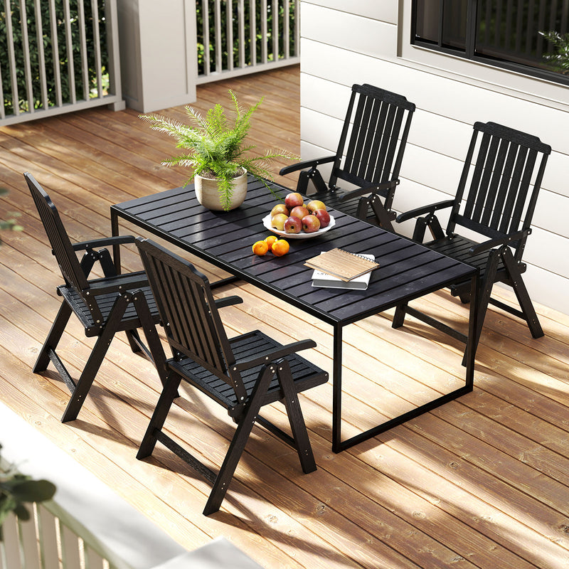 Costway - Foldable Patio Chair All-Weather HDPE Outdoor Dining Chair with Armrest-Black