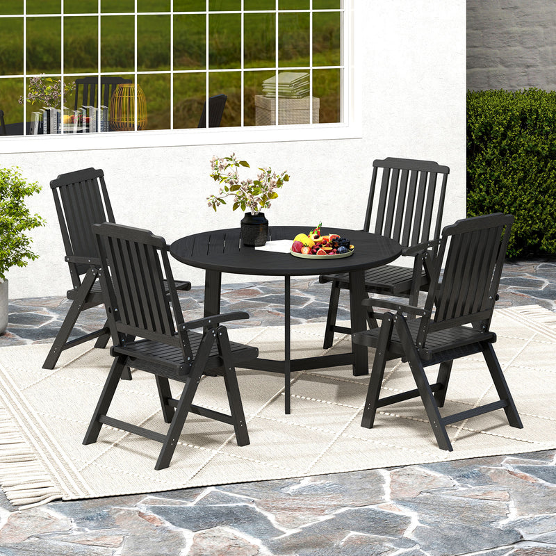 Costway - Foldable Patio Chair All-Weather HDPE Outdoor Dining Chair with Armrest-Black
