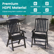 Costway - Foldable Patio Chair All-Weather HDPE Outdoor Dining Chair with Armrest-Black