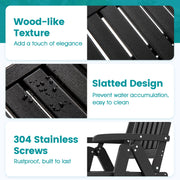 Costway - Foldable Patio Chair All-Weather HDPE Outdoor Dining Chair with Armrest-Black
