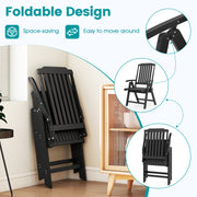 Costway - Foldable Patio Chair All-Weather HDPE Outdoor Dining Chair with Armrest-Black