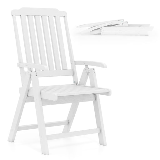 Costway - Foldable Patio Chair All-Weather HDPE Outdoor Dining Chair with Armrest-White