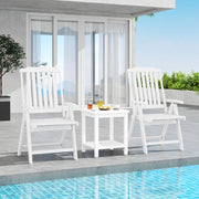 Costway - Foldable Patio Chair All-Weather HDPE Outdoor Dining Chair with Armrest-White