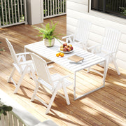 Costway - Foldable Patio Chair All-Weather HDPE Outdoor Dining Chair with Armrest-White