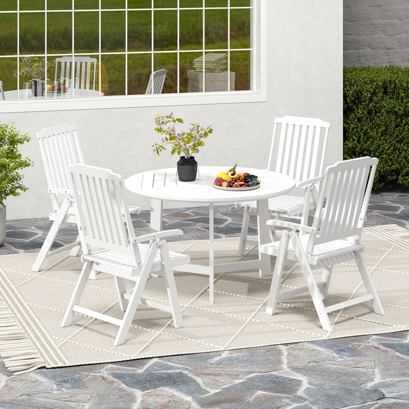Costway - Foldable Patio Chair All-Weather HDPE Outdoor Dining Chair with Armrest-White