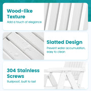 Costway - Foldable Patio Chair All-Weather HDPE Outdoor Dining Chair with Armrest-White