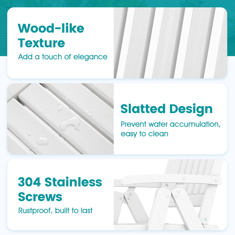Costway - Foldable Patio Chair All-Weather HDPE Outdoor Dining Chair with Armrest-White