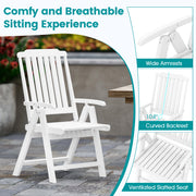 Costway - Foldable Patio Chair All-Weather HDPE Outdoor Dining Chair with Armrest-White