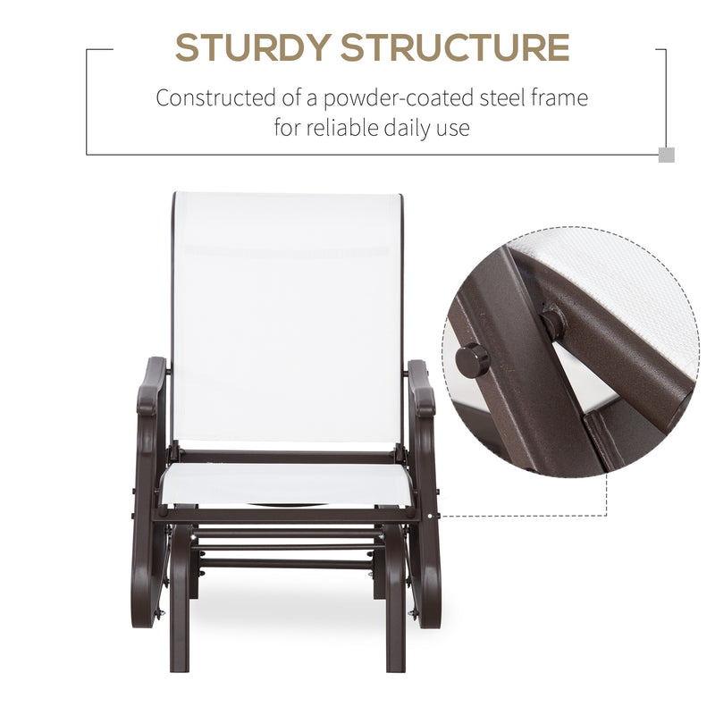 Outsunny - Outdoor Glider Chair, Patio Glider with Steel Frame and Mesh Fabric, Outdoor Patio Chair for Backyard, Garden and Porch, Cream White