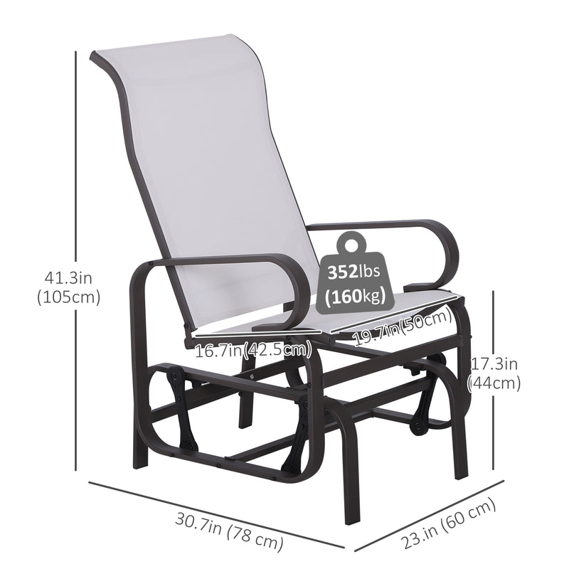 Outsunny - Outdoor Mesh Glider Swing Chair Patio Garden Rocking Gliding Seat Yard Porch Furniture, Brown Beige