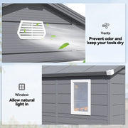 8' x 6' Plastic Garden Storage Shed with Latch Door, Vents, Sloped Roof, Dark Grey
