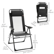 Outsunny - Double Camping Chairs Foldable w/ Reclining & Headrest, Black