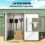 3.3' x 3.4' Lean-to Outdoor Garden Storage Shed, Galvanized Steel with Lockable Door for Patio Brown and White
