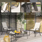 Outsunny - Set of 2 Outdoor Dining Chairs, Stackable Lawn Chairs with High Back, Breathable Mesh Seat for Garden Porch, Light Grey