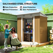 6' x 4' Outdoor Storage Shed, Metal Garden Shed with Lockable Sliding Doors and Vents, Yellow
