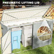 7.6 x 3.4ft Outdoor Storage Shed, 3 Garbage Bin Shed Organizer with Lockable Double Doors, Openable Lid, Silver Grey