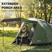 Outsunny - Camping Tent Waterproof Camping Tent with Two Room for 3-4 Person Waterproof, Green