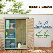 50" x 26" x 66" Wooden Garden Shed, Outdoor Storage Shed with Waterproof Asphalt Roof, Shelves, Natural