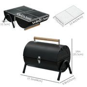 Outsunny - Outdoor Charcoal BBQ Grill, Tabletop Folding Barbecue Grill with Handle, 17.3" x 9.8" x 14", Black