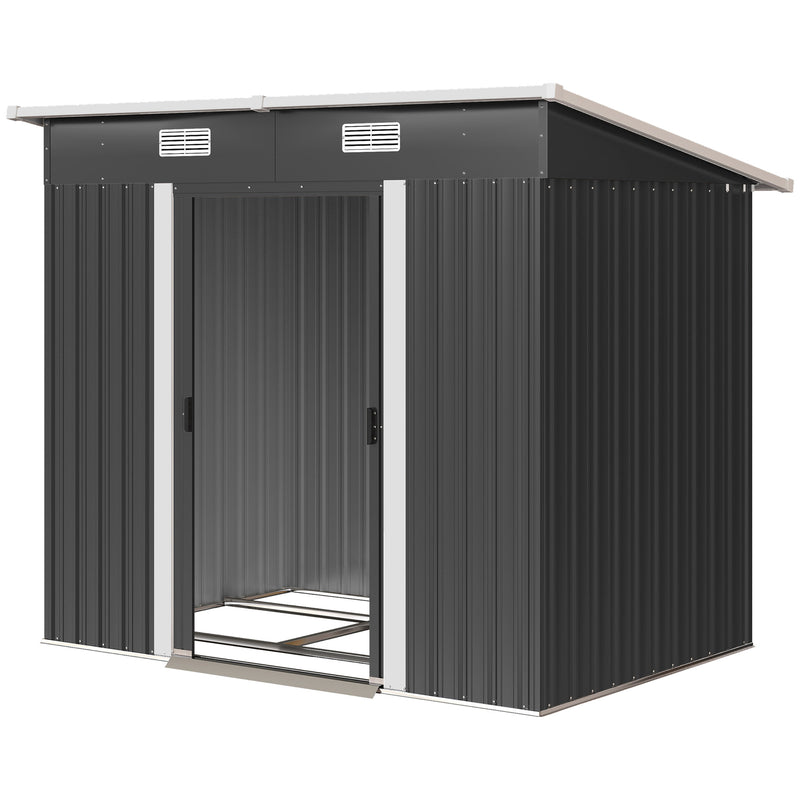 7'x 4' Metal Patio Storage Shed Garden Lockable Shed Tool Utility Storage Unit, Black