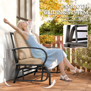 Outsunny - 2-Person Outdoor Glider Chair, Patio Double Rocking Loveseat with Steel Frame and Cushions for Backyard, Garden and Porch, Khaki