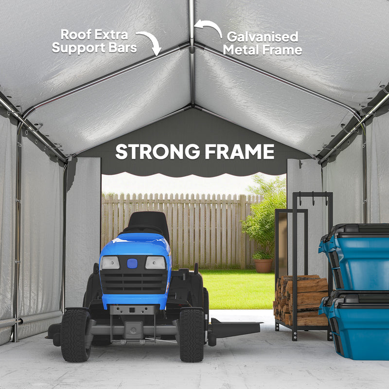 13' x 10' Portable Shed, Outdoor Storage Shed Tent with Roll-up Zipper Door and Removable Sidewalls, Light Grey