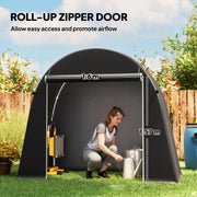 8' x 4' Portable Shed, Waterproof Bike Tent with Roll-up Zipper Door and Galvanised Metal Frame for Bike, Garden Tools