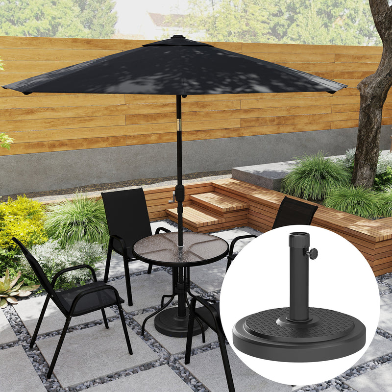 48 lbs Patio Umbrella Base Round HDPE Umbrella Base For 1.5" or 1.9" Outdoor Umbrella Poles Φ18.9" x 15.2" H Black