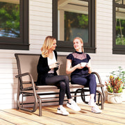Outsunny - Outdoor Glider Bench, 2 Person Patio Glider Chair, Gliding Outdoor Garden Loveseat Swing Bench with Breathable Mesh Fabric, Steel Frame for Backyard, Porch, Coffee Brown