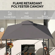 Outsunny - 8' x 5' BBQ Grill Gazebo Tent with Double Tiered Canopy for Outdoor Sun Shade, Dark Grey
