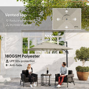8 FT Aluminium Cantilever Patio Umbrella with 360° Rotation, Cross Base, Crank and Tilt for Garden, Patio, Light Grey