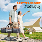 Outsunny - Pop up Camping Tent, 3-4 Man Family Tent, 3000mm Waterproof, with Carry Bag and Top Hook, Dark Grey and Orange