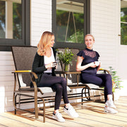 Outsunny - Outdoor 2-Person Glider Bench, Outside Swing Glider Chair Loveseat with Breathable Mesh, Table, Steel Frame