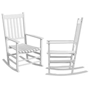 Outsunny - Wooden Patio Rocking Chairs Set of 2, Outdoor Rocker Chairs with Wide Armrests, High Back for Garden, Balcony, White