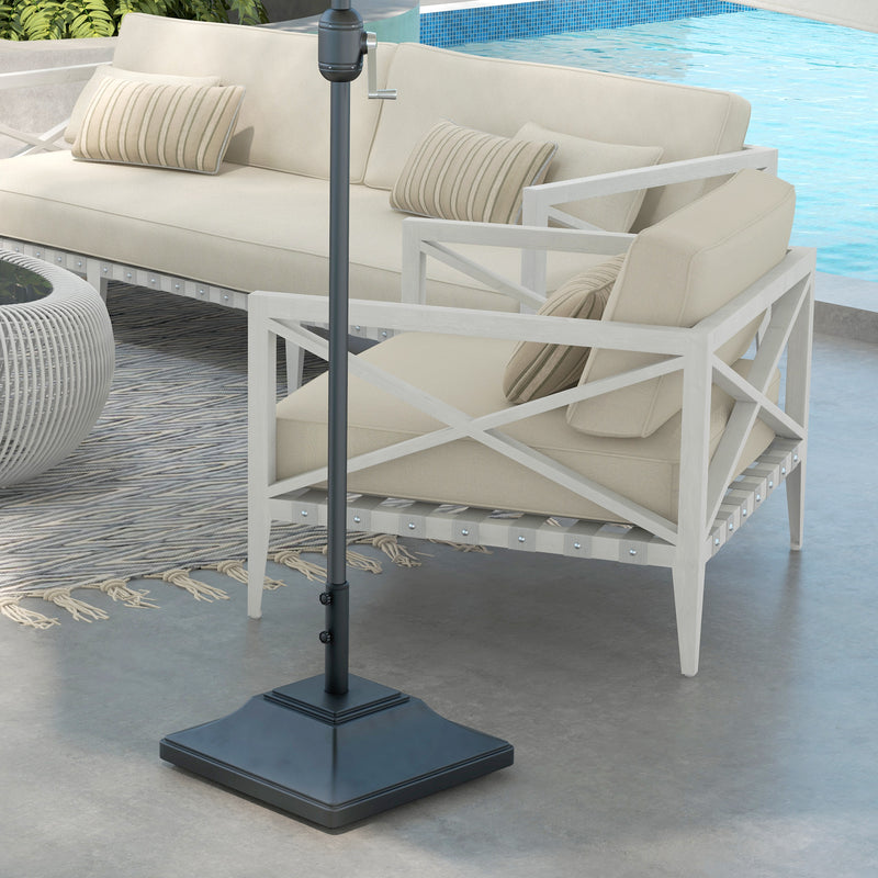 Outsunny - Square Umbrella Base with Wheels, 99 lbs Water or 132 lbs Sand Filled, with Double Adjustable Knob, Black — 84D-290V00BK