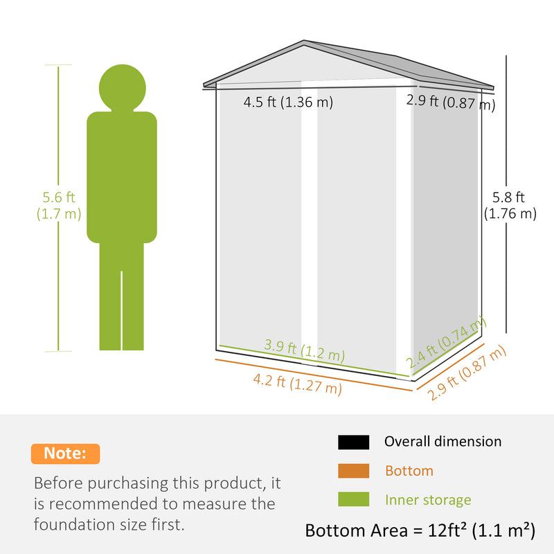 4.5 x 3ft Outdoor Storage Shed, Waterproof Metal Garden Shed with Lockable Door for Backyard, Patio, Lawn, Wood Grain