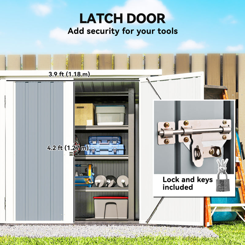 5' x 3' Metal Garden Storage Shed, Tool House with Double Doors for Backyard, Patio, Lawn
