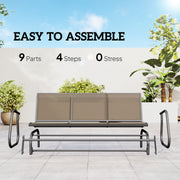 Outsunny - 3-Seat Outdoor Glider Chair, Patio Rocking Chair, Steel Frame, Sling Fabric Seat for Garden, Backyard, Lawn, Brown