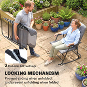 Outsunny - Folding Rocking Chair Set of 2 Padded Rockers with Armrest, Light Grey