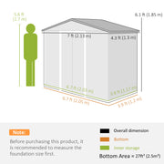 7 x 4 x 6 ft Metal Outdoor Storage Shed, Heavy-Duty Garden Tool House with Foundation Kit and Double Doors, Ideal for Patio and Backyard Storage, Light Brown