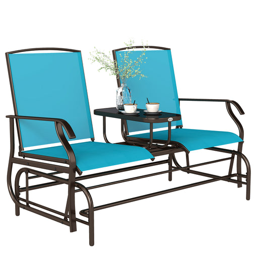 Outsunny - Patio Glider Rocking Chair 2 Person Outdoor Loveseat Rocker Garden Furniture Bench, Blue