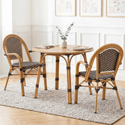 Costway - Hand-Woven PE Wicker Outdoor French Bistro Chairs Set of 2-Brown