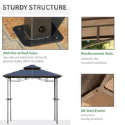Outsunny - 8' x 5' Hardtop Grill Gazebo, Aluminium BBQ Canopy Gazebo, Outdoor Canopy with Side Shelves & Double Roof