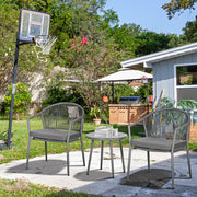 Outsunny - 3-Piece Rattan Bistro Set, Garden Seating Group with 2 Armchairs and Coffee Table, Balcony Furniture Set, Grey